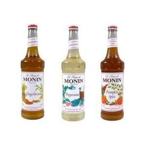 Monin Syrup Holiday Gift Set Gingerbread, Peppermint & Pumpkin Spice 