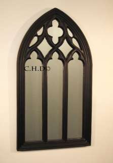 Black Gothic arched church window mirror shabby chic  