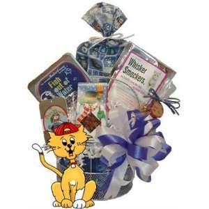 Silver Elegance Kitty Gift Basket  Basket Theme BIRTHDAY  Bow Style 