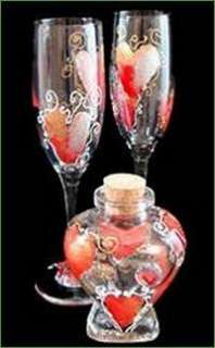 Lovers Gift! Valentine Hearts 6oz Champagne Flute Glass  