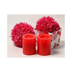   Red Flameless 4 Inch Candle Set of 2 With Dual Timer