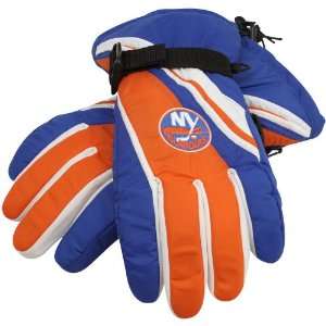   York Islanders Navy Blue Orange Nylon Ski Gloves
