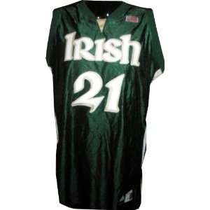  #21 Notre Dame Womens Basketball Game Used Green Irish 